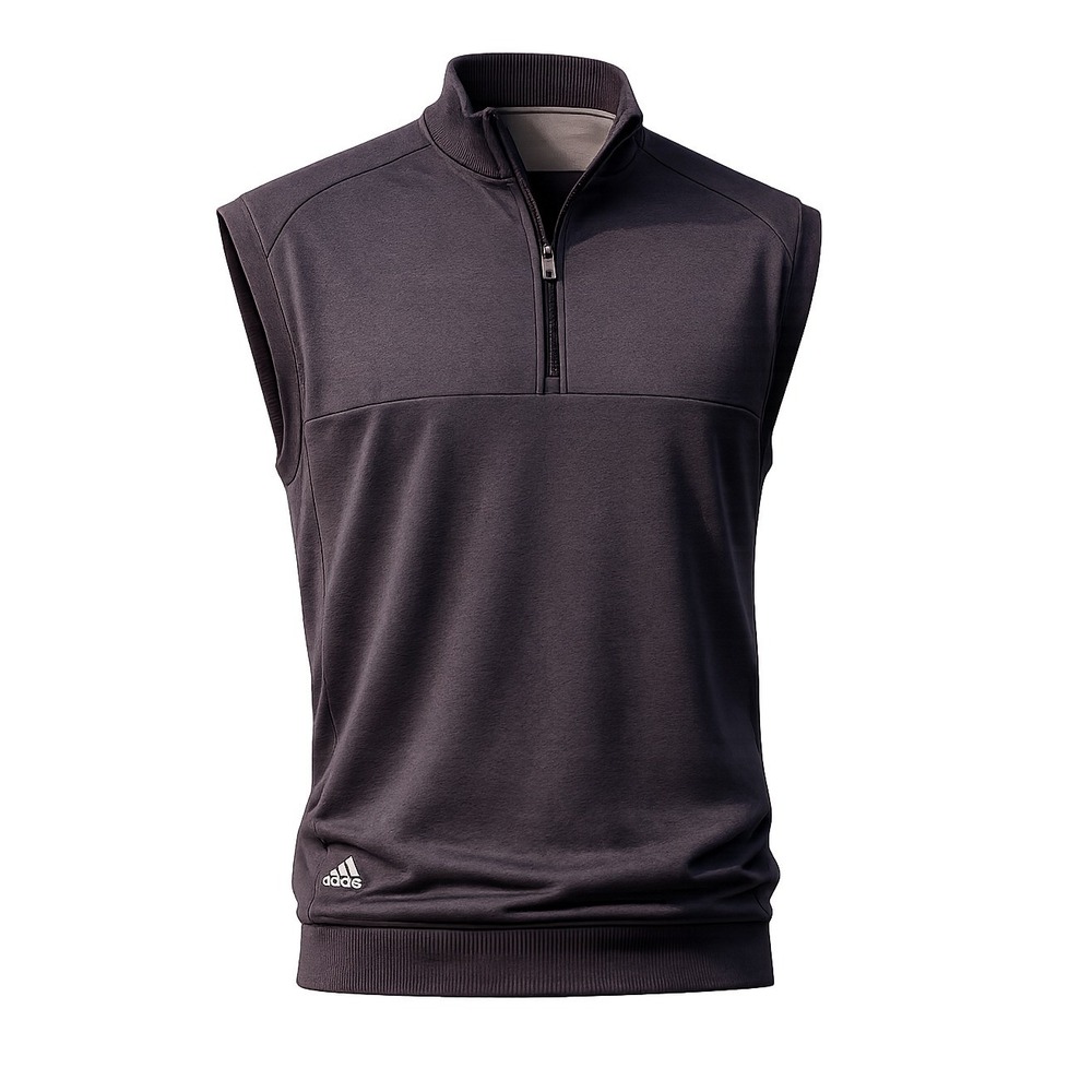 Adidas Golf Vest Mens XXL Black Sleeveless‎ 1/4 Zip Performance NWT